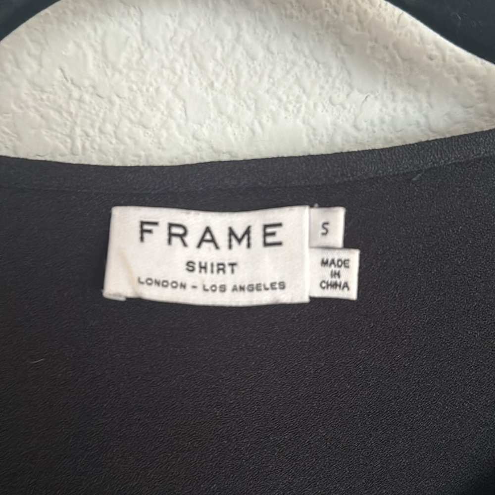 FRAME noir black button front rayon blouse S - Picture 3 of 8